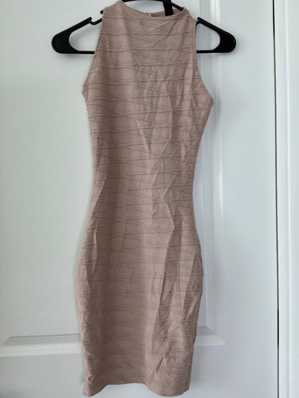 Windsor Nude Blush Textured Bodycon Midi Dress Size XS